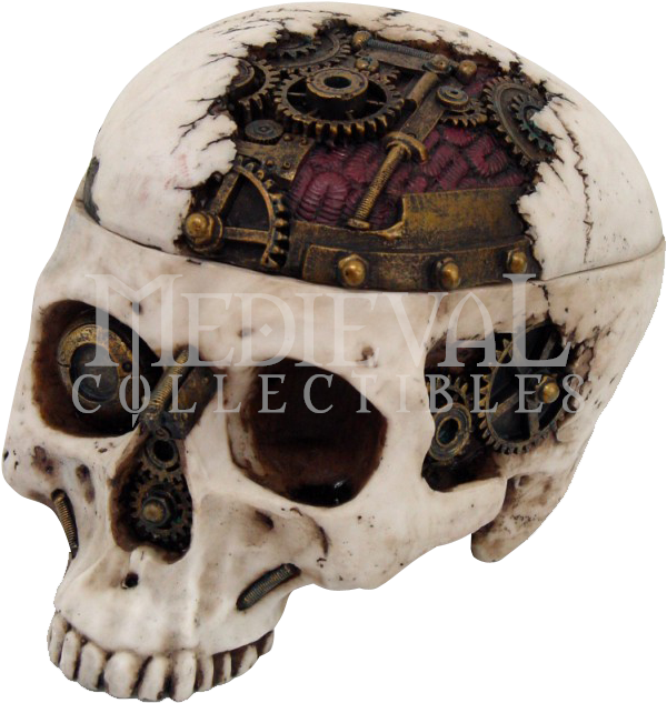 Mechanized Steampunk Skull Box - Steampunk Gearwork Mechanical Design Skull Box Resin (657x657)