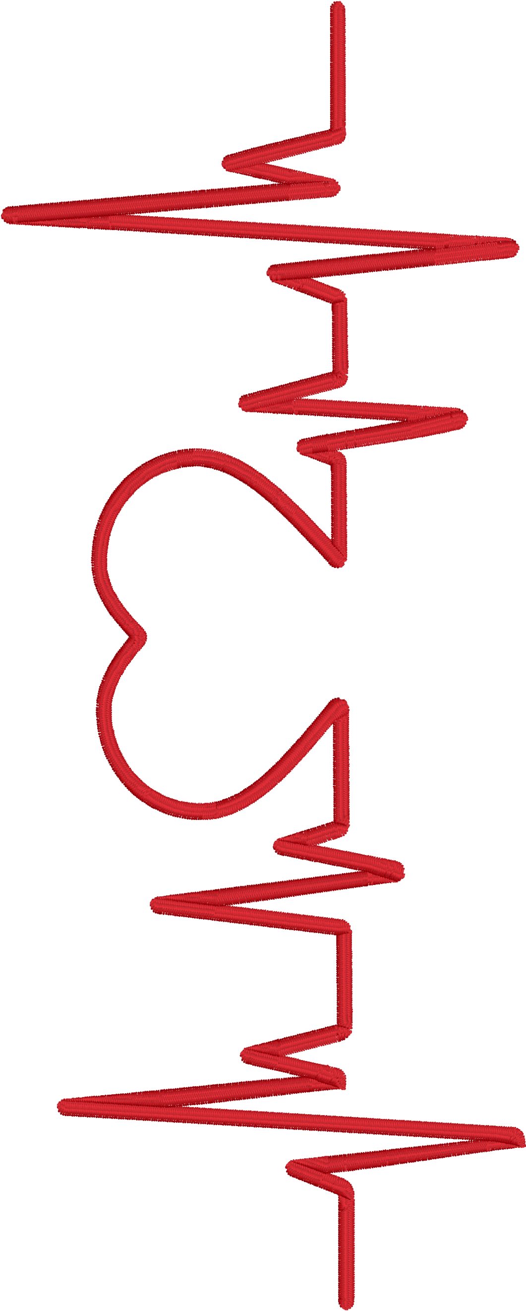 Pulse Heart Ekg Heartbeat Embroidery Design - Love You Oval Ornament (1060x2654)