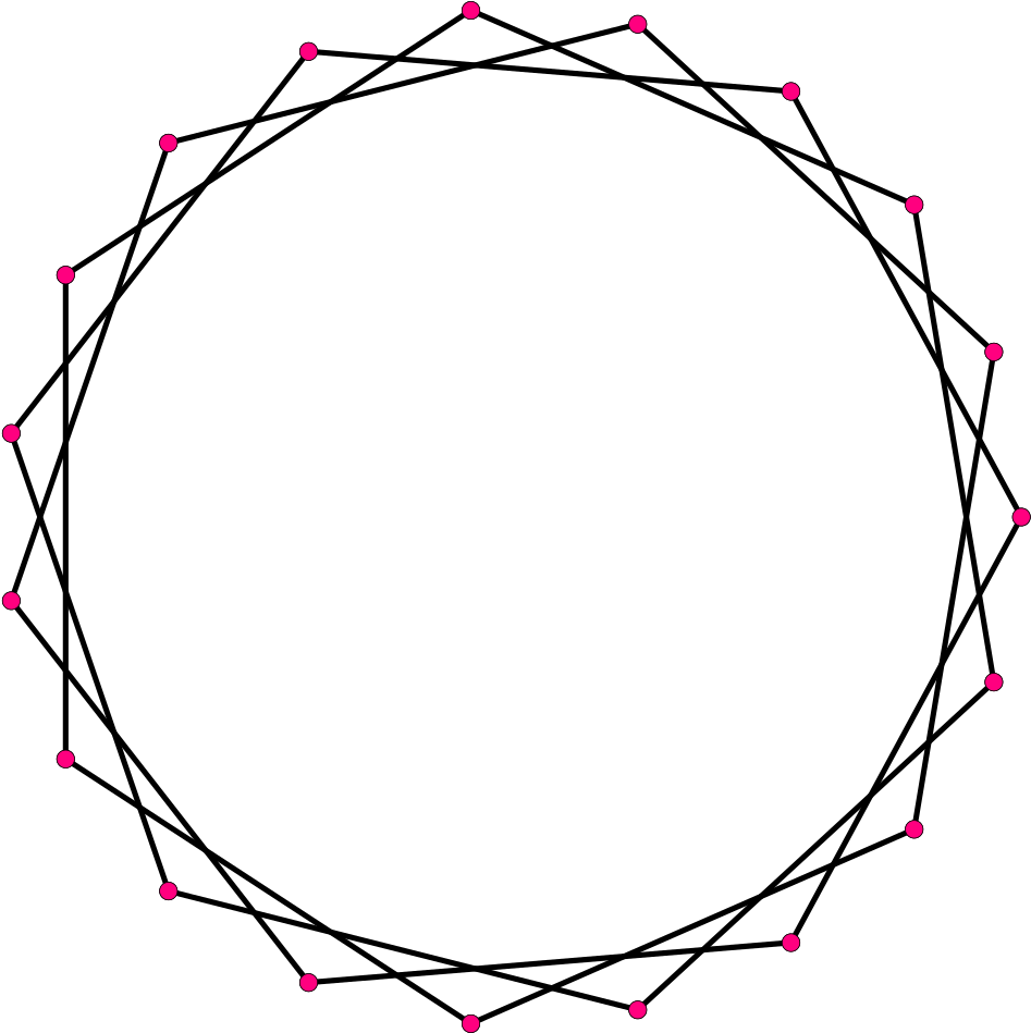 Regular Star Polygon 19-3 - Polygon With 19 Sides (1021x1024)