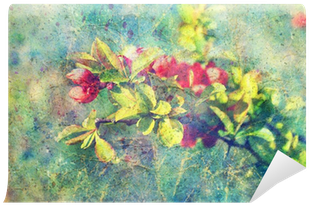 Grunge Messy Watercolor Splashes And Branch With Red - Watercolor Painting (400x400)