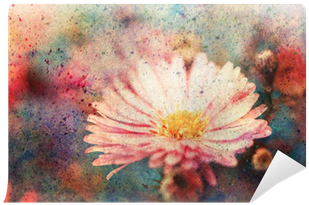 Grunge Artwork With Cute Pink Flower Wall Mural • Pixers® - Zinnia (400x400)