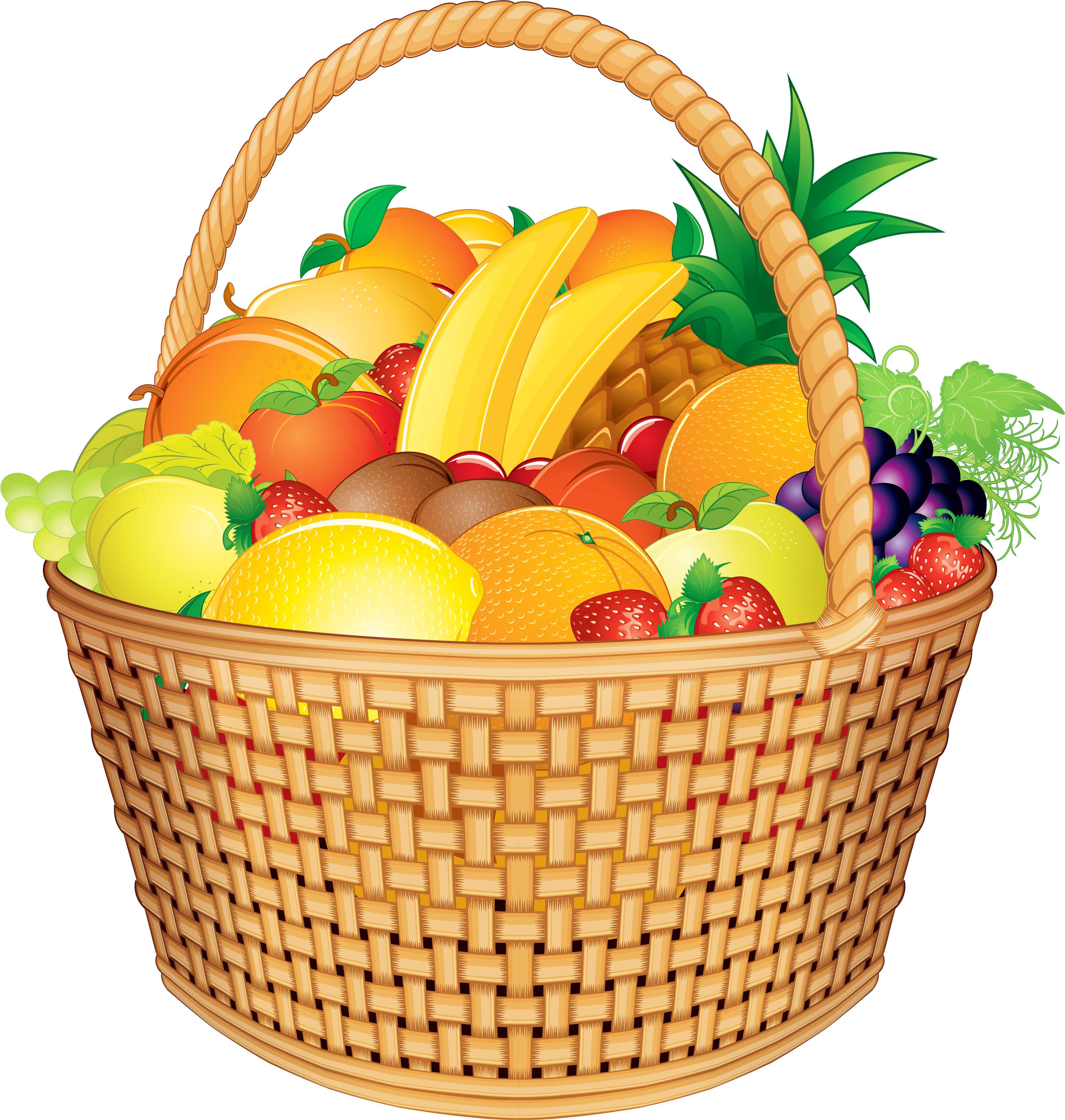 Fruit Basket Png Vector Clipart Image - Fruit Basket Clip Art (4126x4459)