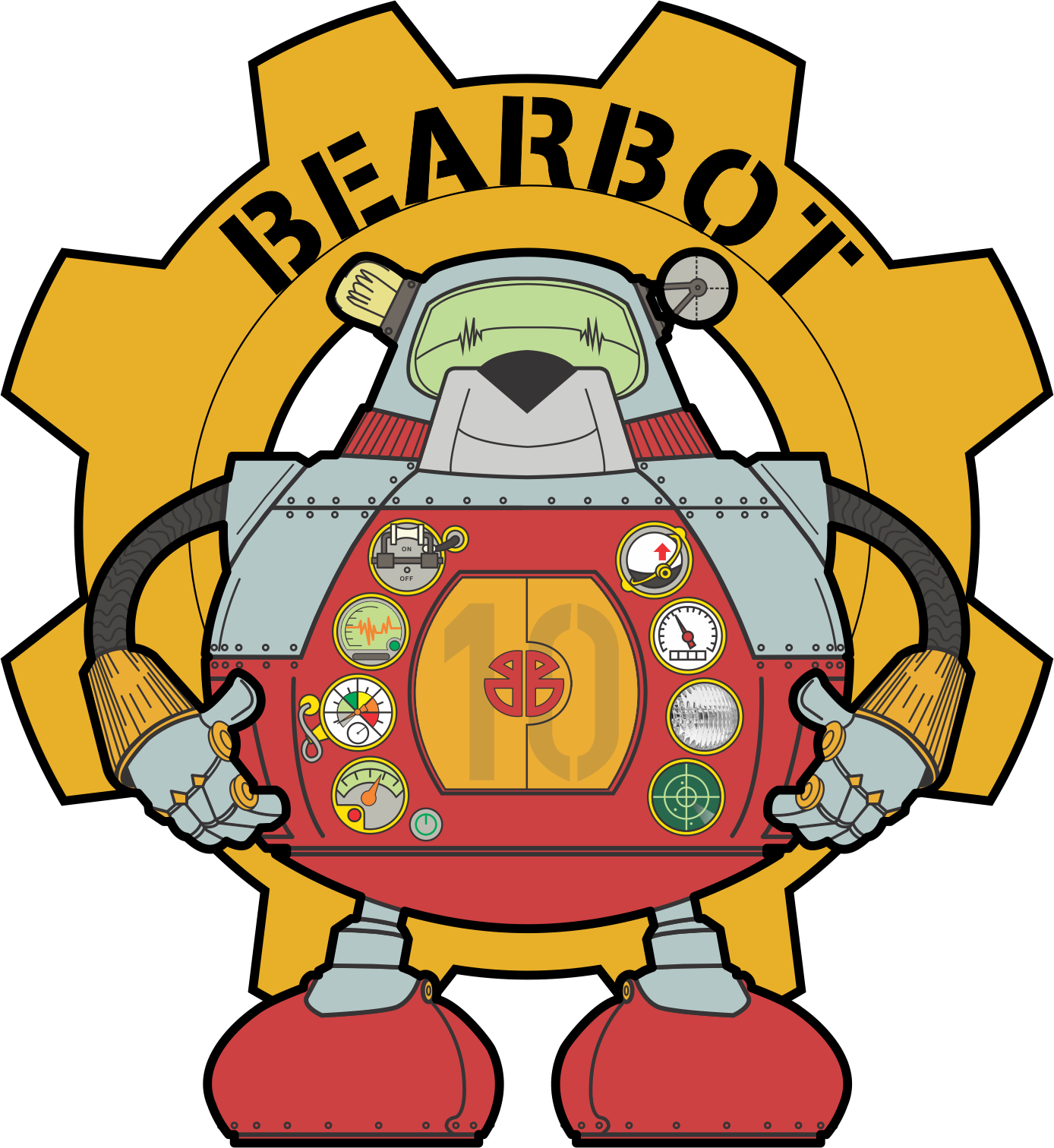 Engibear Created Bearbot To Help Him At Work - Cartoon (1388x1512)