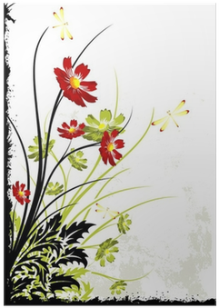 Grunge Background With Flowers Vector Illustration - Painting (400x400)