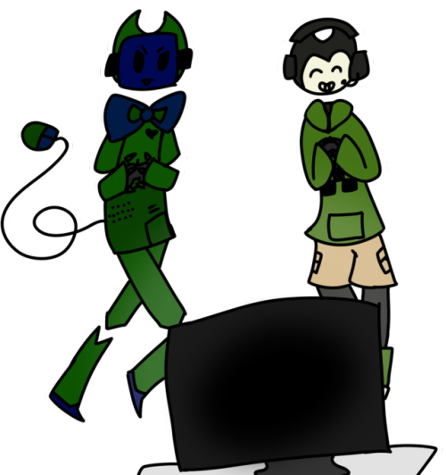 Just Two Bros Playing Video Games - Cartoon (500x532)