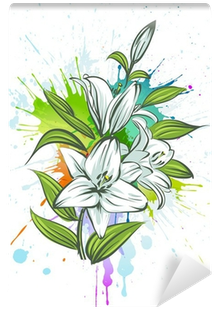 Lily Flower On A Grunge Background Wall Mural • Pixers® - Grunge (400x400)