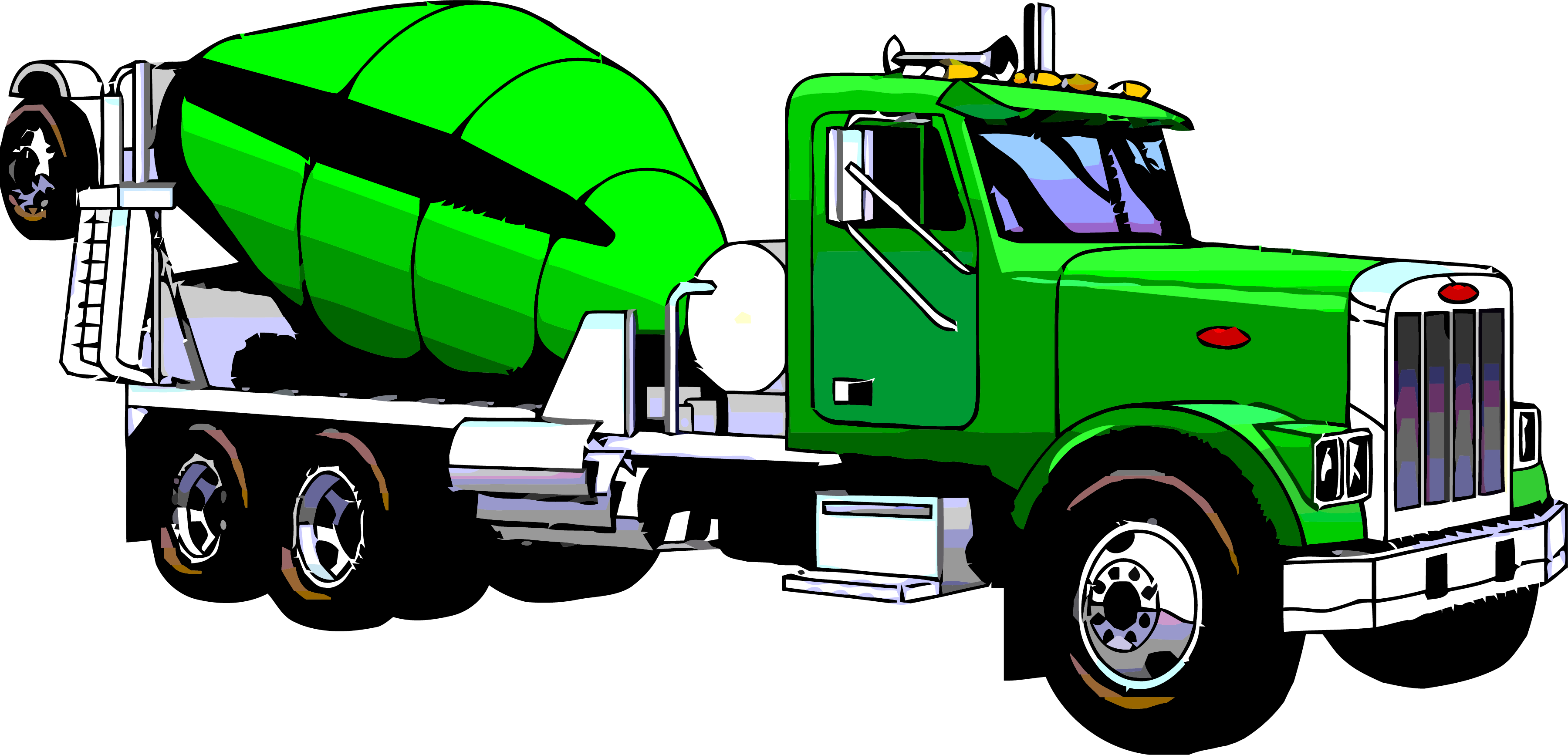 Cement Truck Mixing Green Truck Clipart Png - Cement (3600x1734)