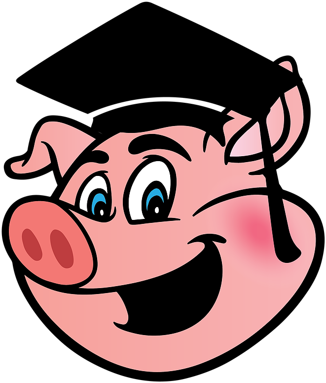 Pink Cartoon Pig Wearing A Graduation Mortorboard - Comic Schwein (726x828)