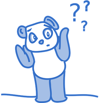 Panda Cute Bear Blue Question Help Support - Confused Clip Art (484x340)