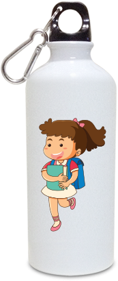 Cute Girl Aluminium White Color Sipper - Printing (284x426)