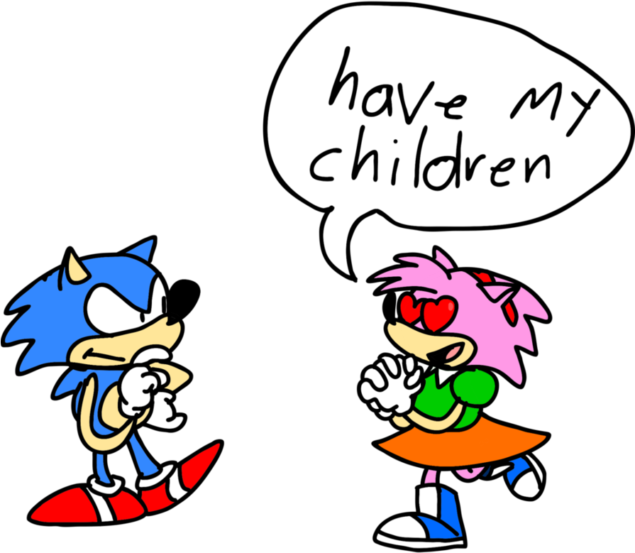Sonic And Amy By Superzachbros123 - Cartoon (894x894)
