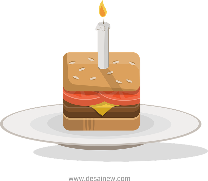Birthday, Burger, Cake, Icon, Rounded, Simple - Geburtstagsburger (827x720)