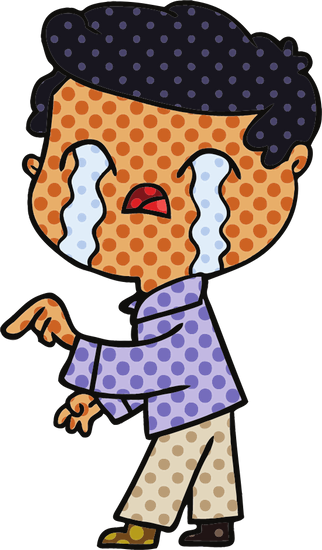 Cartoon Man Crying - Outline Of A Butterfly (322x550)