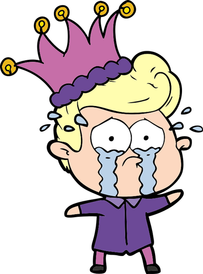 Cartoon Crying Man In Party Hat - Cartoon (407x550)