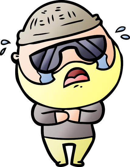 Cartoon Bearded Man Crying Wearing Sunglasses - Goodbye Cartoon (428x550)