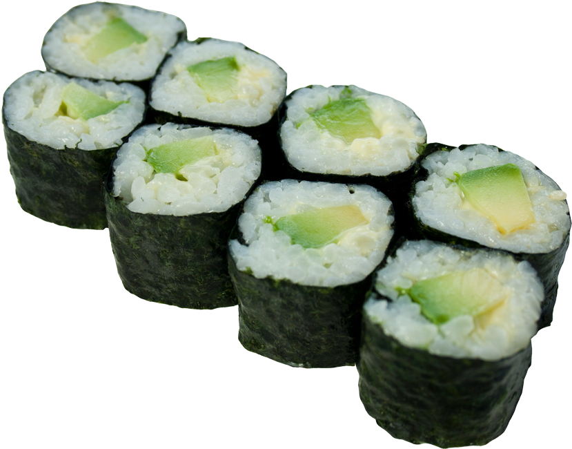 Avocado Roll Png Photos - Avocado And Cucumber Maki (878x701)