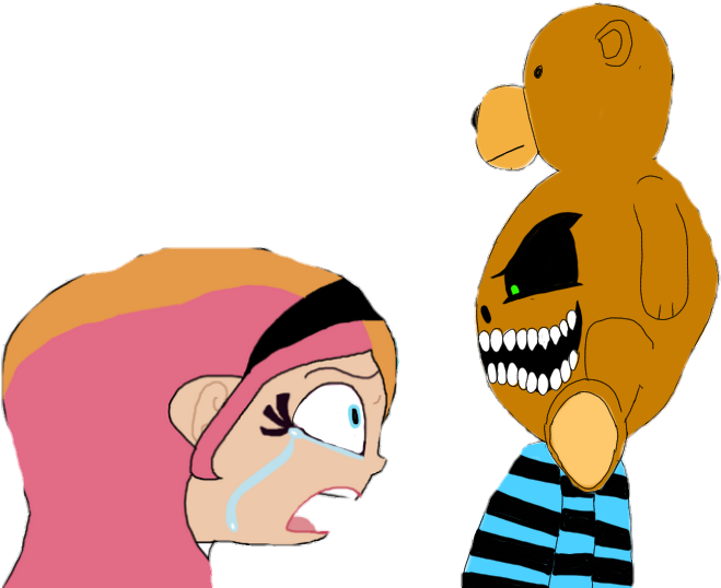 Teddy Bear Head Freak Making Xero Cry By Telling Here - Cartoon (719x539)
