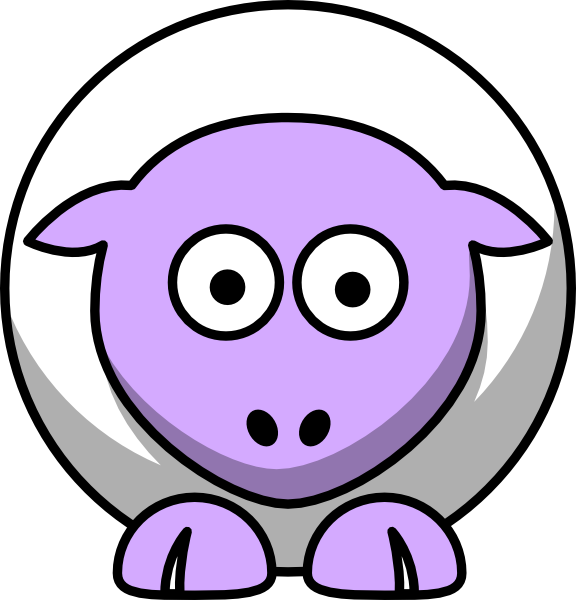 Sheep Looking Straight White With Lilac Face And White - Draw A Simple Pig (576x600)