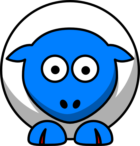 Sheep Looking Straight White With Bright Blue Face - Cartoon Sheep Png (576x600)