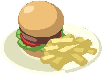 Burger And Fries - Cartoon Burger And Chips (355x355)