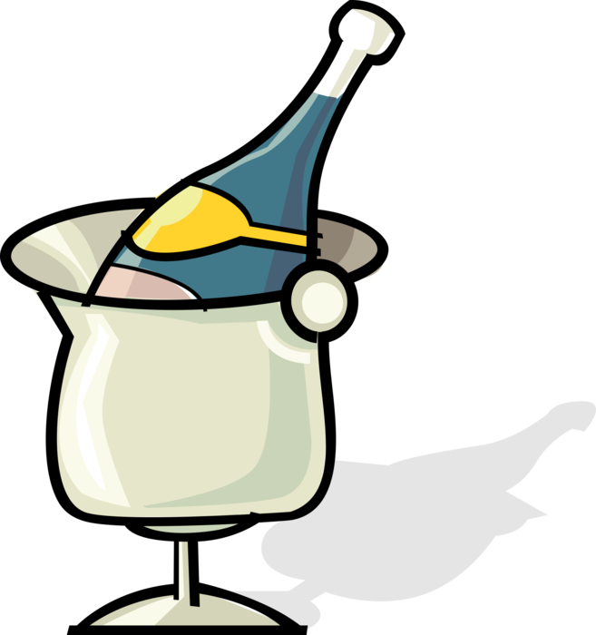 Vector Illustration Of French Champagne Chilling On - Vector Illustration Of French Champagne Chilling On (657x700)