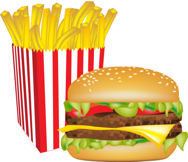 Hamburgers And Sandwiches - Burger And Fries Clipart (640x550)