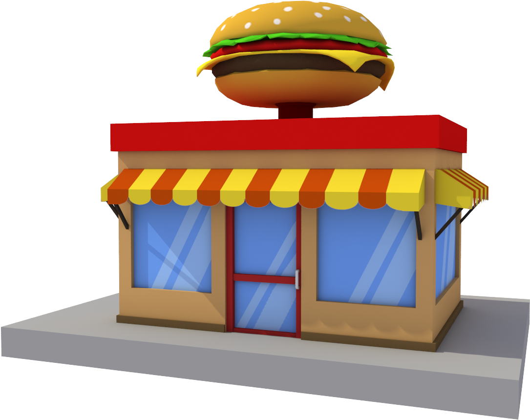 Cartoon Fast Food Building (1200x1200)