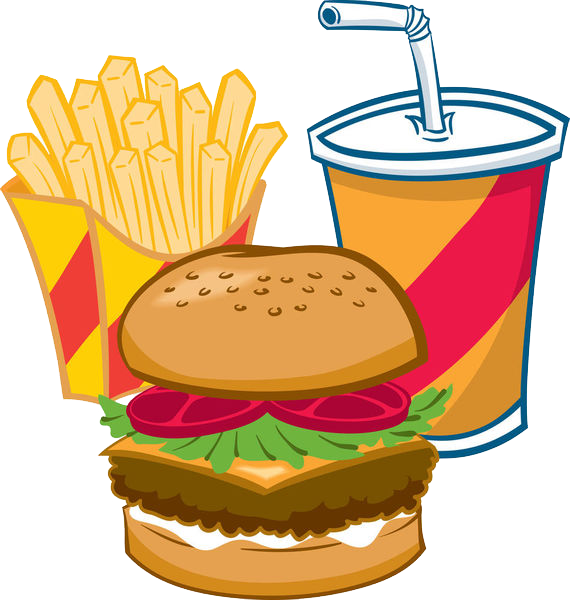 Hamburger Soft Drink French Fries Fast Food Junk Burger - Hamburger Soft Drink French Fries Fast Food Junk Burger (570x600)