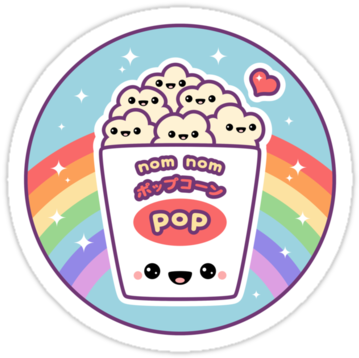 Super Cute Rainbow Popcorn Stickers - Kawaii (375x360)