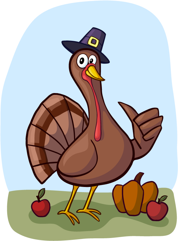 Public Domain Thanksgiving Clip Art - Cartoon Turkey Thumbs Up (690x881)