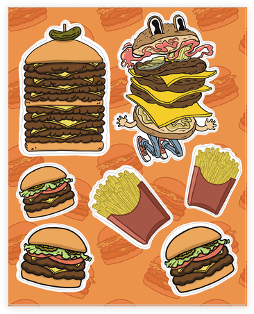 Fast Food Burger Sticker/decal Sheet - Let's Get Stacked - Burger Iphone Case: Funny Iphone (484x484)