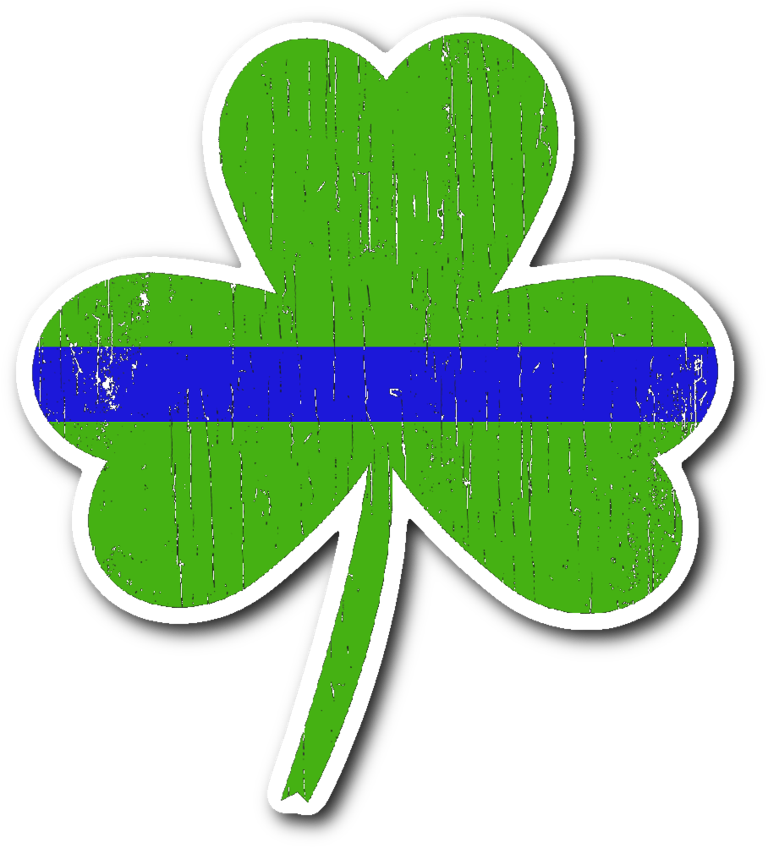 Thin Blue Line Shamrock Mug Sticker Decal - Thin Blue Line Shamrock (900x900)