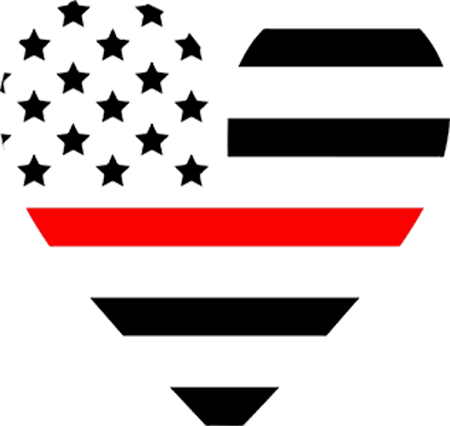 Thin Red Line - Thin Blue Line Heart Decal (450x426)
