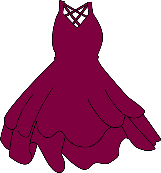 Maroon Wedding Dress Clip Art At Clker - Black Dress Clip Art (552x595)
