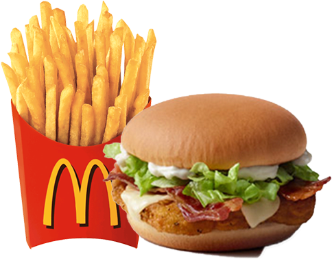 Bacon Cheddar Mcchicken & Medium Fries - Chicken Tenders And Fries (500x500)