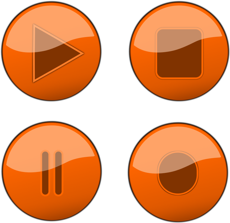 Free Orange Glossy Buttons - Tombol Play Pause Stop (800x777)