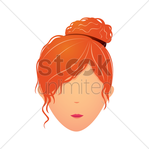 Girl With Curly Hair Bun Clipart - Illustration (600x600)