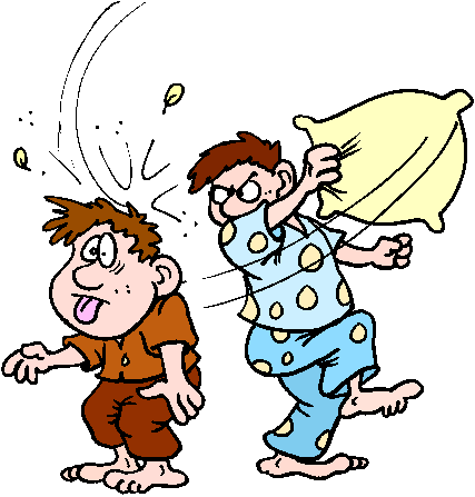 Yall Grow Up Clipart - Pillow Fight Clipart (427x447)