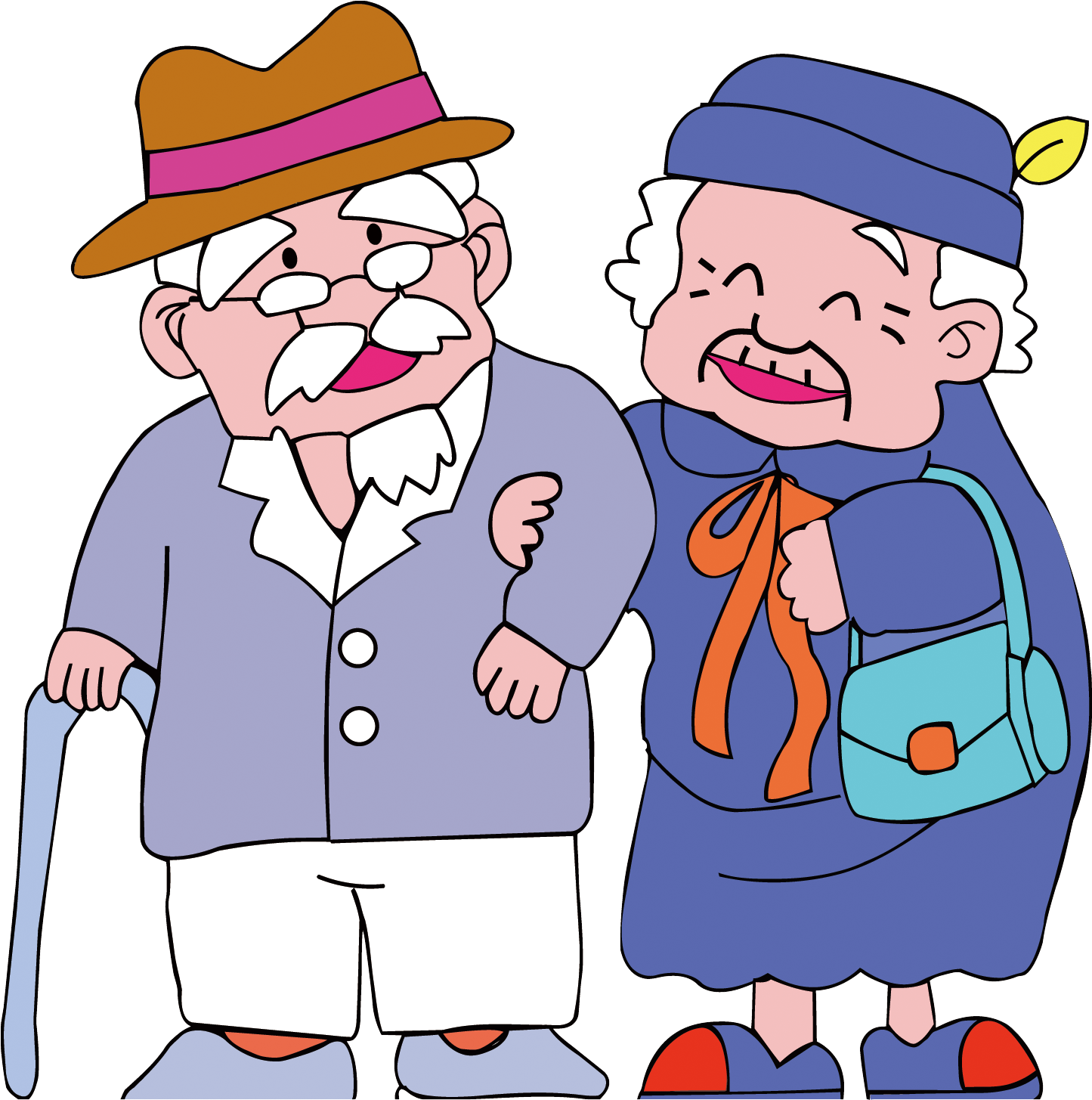 Old Age Icon - Old Couple Cartoon Characters Couple Png (1444x1500)