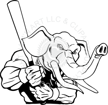 Holding Baseball Bat - Elephant With Baseball Bat Logo (361x350)