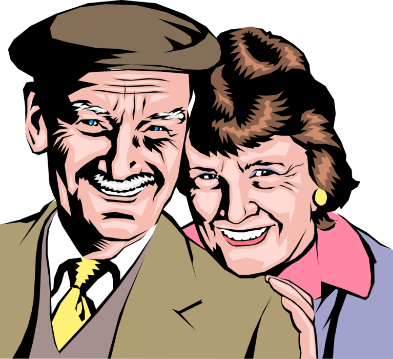 Vector Illustration Of Retired Elderly Retired Couple - Happy Older Couple Clipart (767x700)