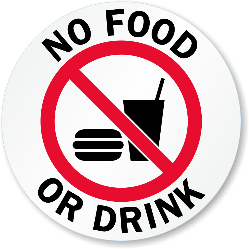 No Food Or Drink Glass Door Decal Signs, Sku - Food And Drinks Allowed Sign (800x800)