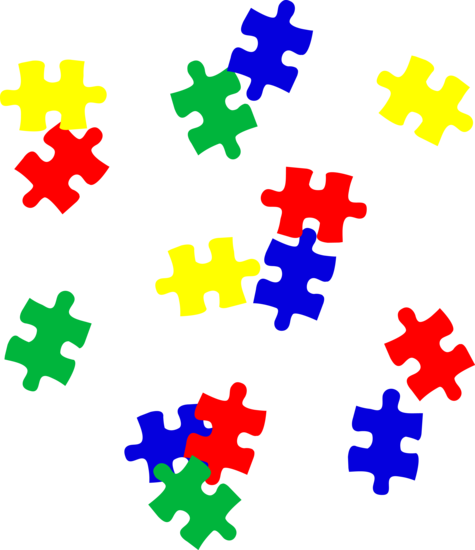 Childrens Puzzle Pieces Scattered - Autism Puzzle Pieces Clip Art (475x550)
