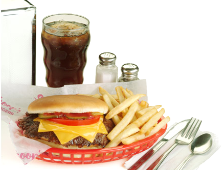 Burger And Fries - Schoops Hamburgers (438x334)