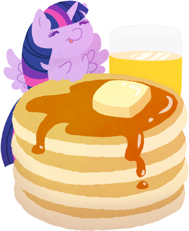 Anzicorn, Chibi, Eyes Closed, Food, Happy, Pancakes, - Cartoon (800x800)