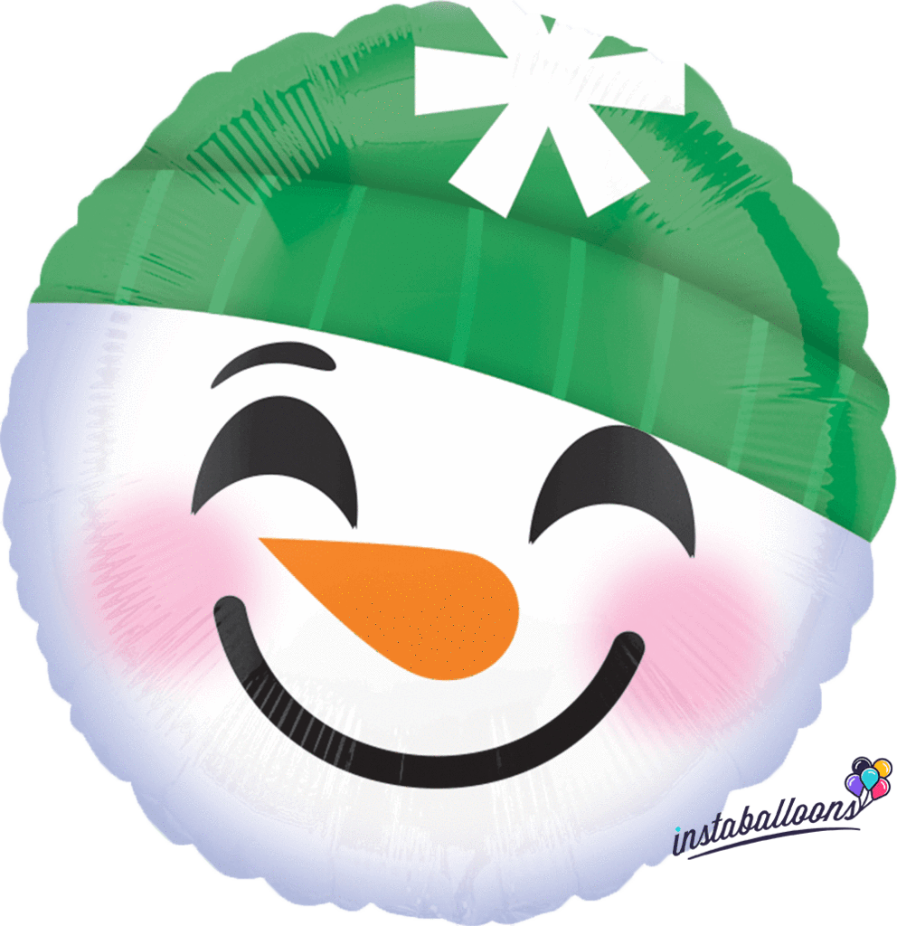 Snowman 18" Round Emoji Emoticon Balloon - Snowman Smiley Face Balloon - 18" Foil - Christmas (992x1024)