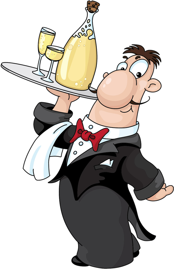 Cartoon Clipart Waiter - Cartoon Waiter (600x892)