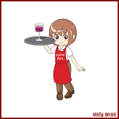 Waitress With Wine - Cartoon (500x500)