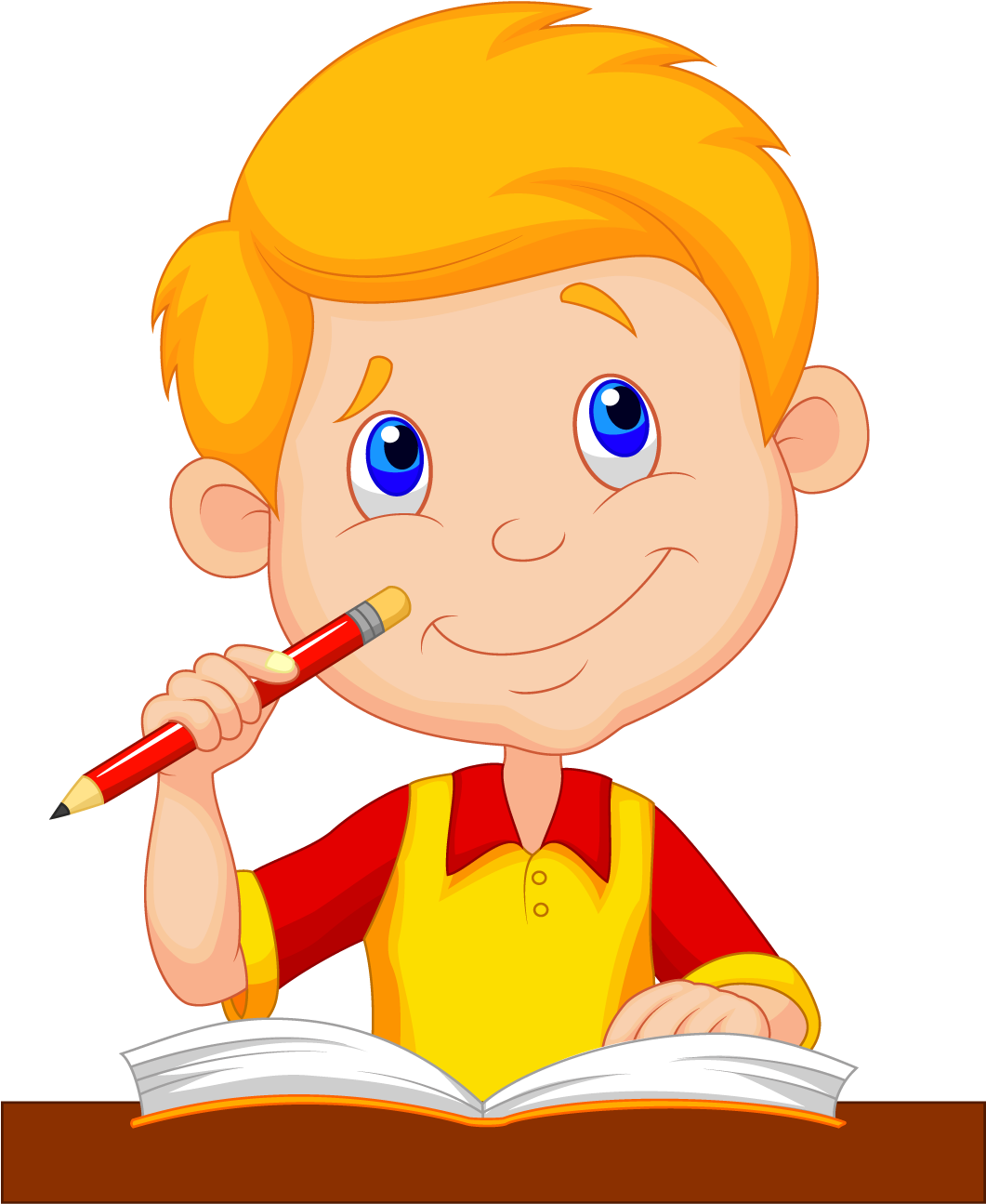 Cartoon Drawing Child - Cartoon Picture Of A Boy Studying (1249x1386)