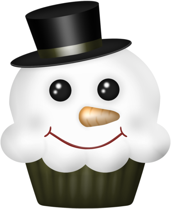 Snowman Cupcake * - Clip Art (650x751)
